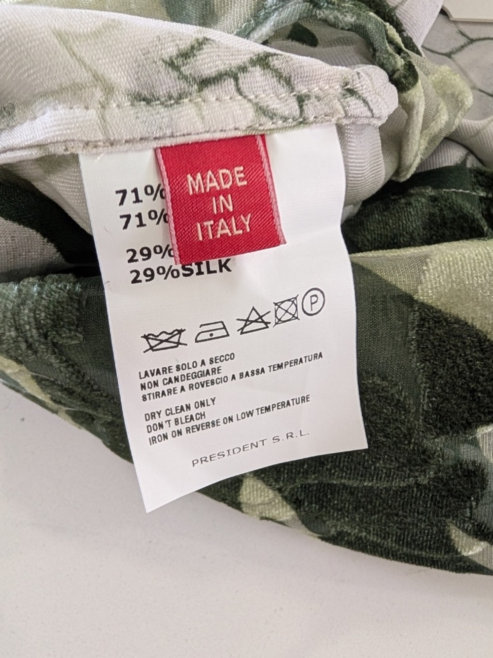 F.R.S For Restless Sleepers Polimnia Green Silk Velvet Scarf Blouse Large Italy - Picture 9 of 14